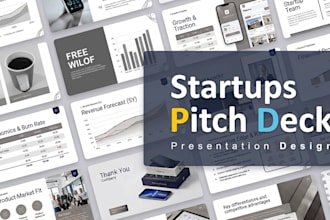 design business presentations, investor pitch decks and startup pitch decks