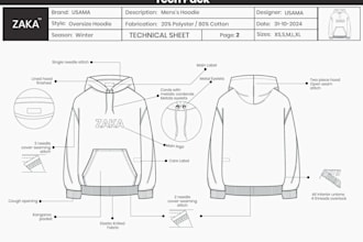 create professional fashion tech packs with technical flats
