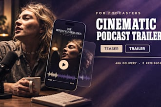 create a cinematic podcast launch trailer and teaser for podcasters to grow fans