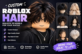 create realistic custom 3d hair models for roblox avatars