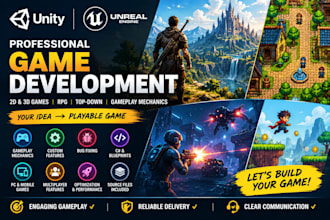 develop 2d 3d unity games gameplay mechanics unreal engine top down game rpg