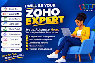 setup zoho crm, zoho one, books, desk, people, creator, mail, form, site
