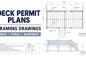 draw deck permit plans, framing drawings and porch blueprints