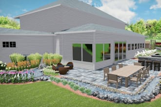 do garden design, front yard and backyard makeover visualization for home owners