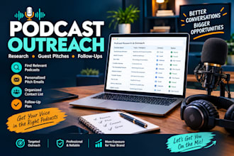 research podcasts and write personalized guest