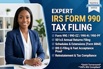 prepare, file nonprofit irs form 990, 990 ez, 990 n, 990 pf annual tax return