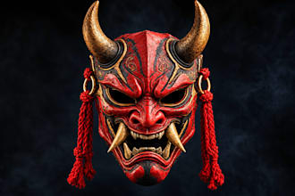 sculpt 3d mask, oni mask, anime mask, cosplay mask, wearable mask, cosplay