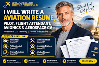 write a professional aviation resume, pilot, flight attendant or aerospace CV