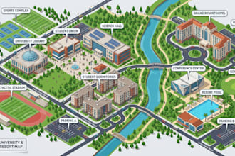 design custom school map university map facility map hotel map or realm map