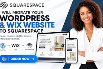 migrate wordpress website to squarespace, wix website to squarespace or redesign