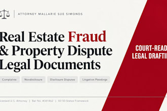 prepare real estate fraud litigation pleadings and filings