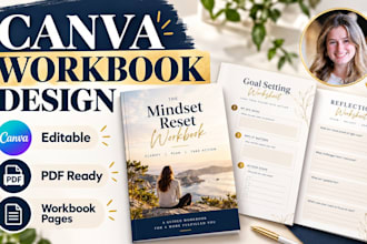 design canva workbook, editable worksheets, workbook design and pdf  journal