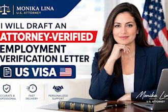 draft an attorney verified employment verification letter US visa