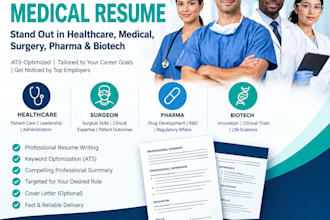write professional resume and CV for surgeon, biotech, medical, nurse and pharma
