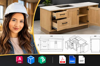 base cabinet manufacturing drawings, kitchen cabinet cad and shop drawings