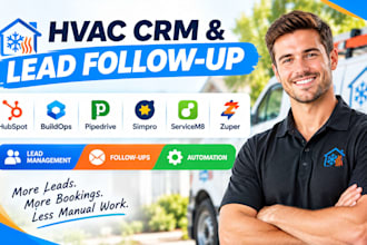 setup hubspot buildops pipedrive simpro servicem8  zuper hvac crm lead follow up