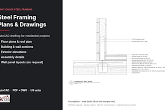 draft light gauge steel framing plans and wall panel drawings