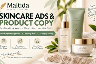 write skincare ads and persuasive beauty product descriptions skincare website