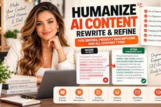 humanize ai content rewrite ebooks, fix plagiarism issue for product description
