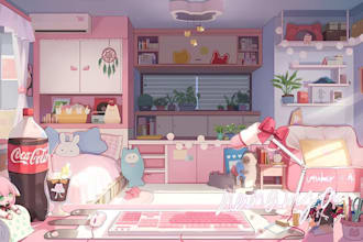 draw vtuber background art illustration  vtuber art, visual novel, and wallpaper