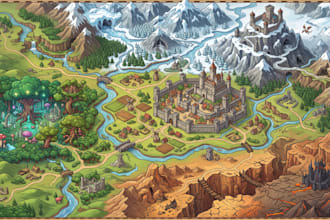 design fantasy map, campaign map, kingdom map, adventure and rpg illustration