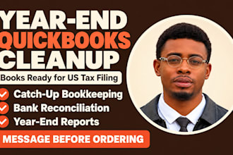do year end quickbooks bookkeeping cleanup for US business tax returns