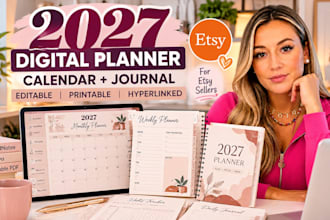 design 2027 etsy digital planner printable calendar and journal