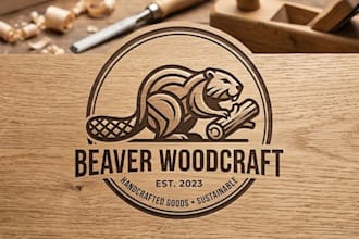 create modern woodcraft beaver logo design