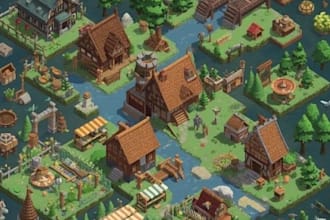 create isometric pixel map game environment pixel art tileset top down game art