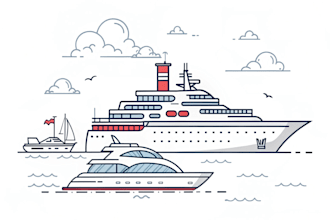create a boat line art illustration in my style