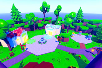 build a colorful low poly roblox simulator map in roblox studio