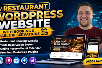 design a restaurant wordpress website with booking and table reservations