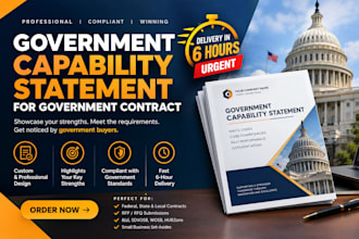 design an urgent government capability statement for government contract in 6hrs