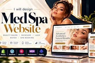 design med spa website, beauty salon, skincare, lash, botox, spa booking website
