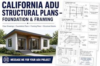 design california adu structural plans foundation and framing