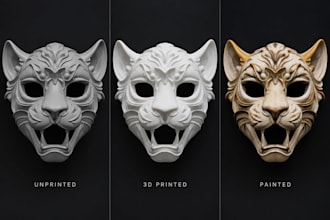 sculpt, 3d print custom cosplay masks, helmets, armor and halloween masks