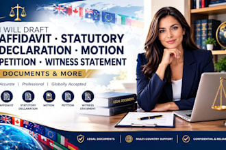 draft affidavits, sworn declarations, witness statements and petitions documents