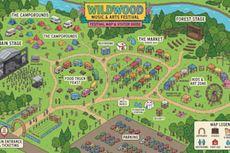design festival maps, event layouts, vendor maps and visitor navigation guide