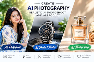 create ai photography realistic,ai photoshoot and ai product