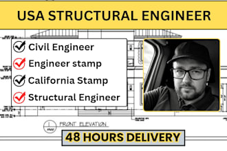 provide structural civil mep drawings engineer stamp for california city permit
