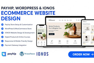 design payhip ecommerce website, payhip store, wordpress website, ionos website