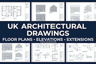 create UK architectural planning, building regulations and elevation drawings