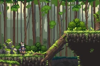 design pixel art game backgrounds, environments, animated scenes for your game