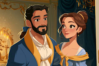illustrate a beautiful wedding or anniversary couple portrait