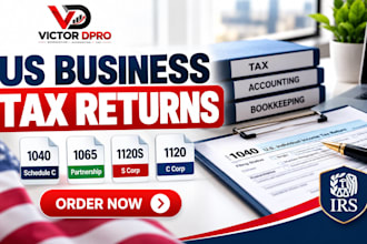 prepare US tax returns 1040 schedule c, 1065, 1120s and 1120 for small business