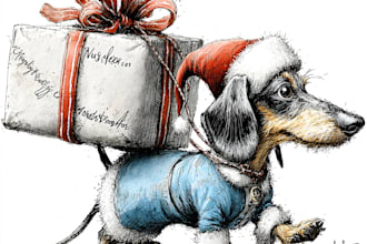 draw a funny, cute dog outline portrait, silly caricature of your pet