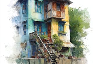 hand draw architectural home building portrait