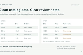 clean and organize your product catalog spreadsheet