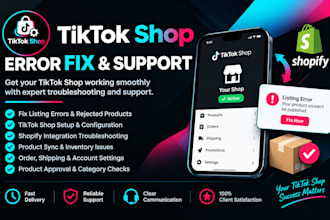 fix tik tok shop errors, rejected products and shopify integration