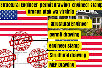 structural engineer  permit drawing  engineer stamp 0regon utah wa virginia